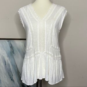 LOFT flounced slub knit tee | XS